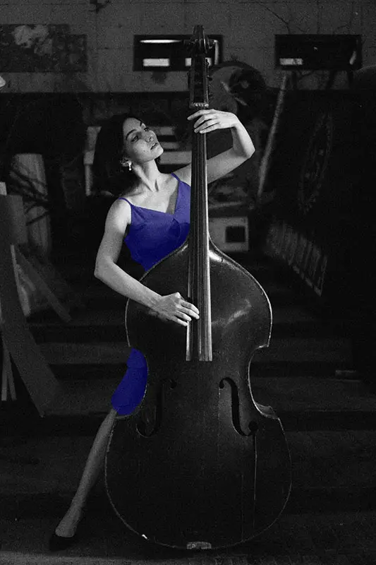 Woman playing a double bass