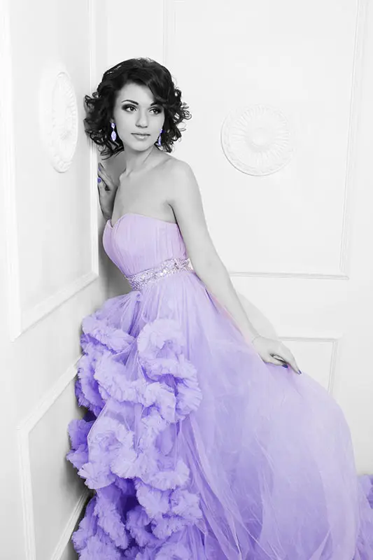 Woman in a beautiful, dreamy purple gown